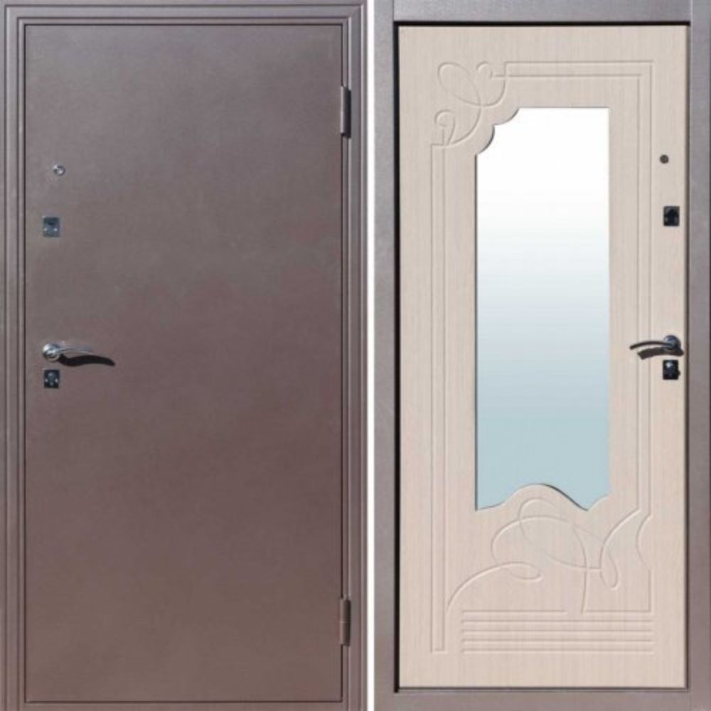 Фото  Входная дверь в квартиру Ampir МДФ Белый ясень (зеркало) - купить